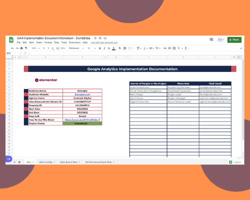 GA4 Worksheet Design