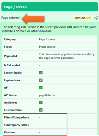 page referrer dimension