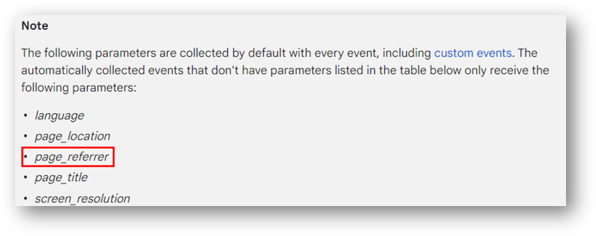 page_referrer automatically collected